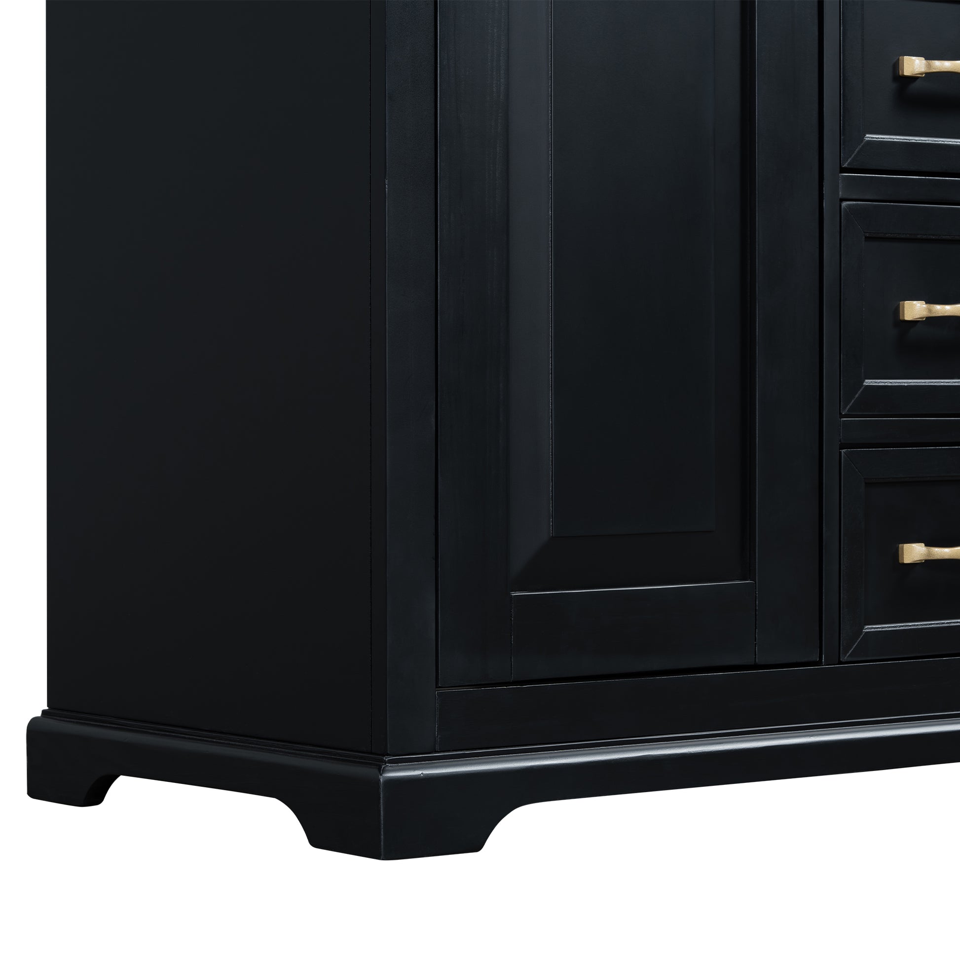30" Bathroom Vanity With Sink, One Package, Black Bathroom Cabinet With Drawers, Solid Frame And Mdf Board Black Solid Wood Mdf