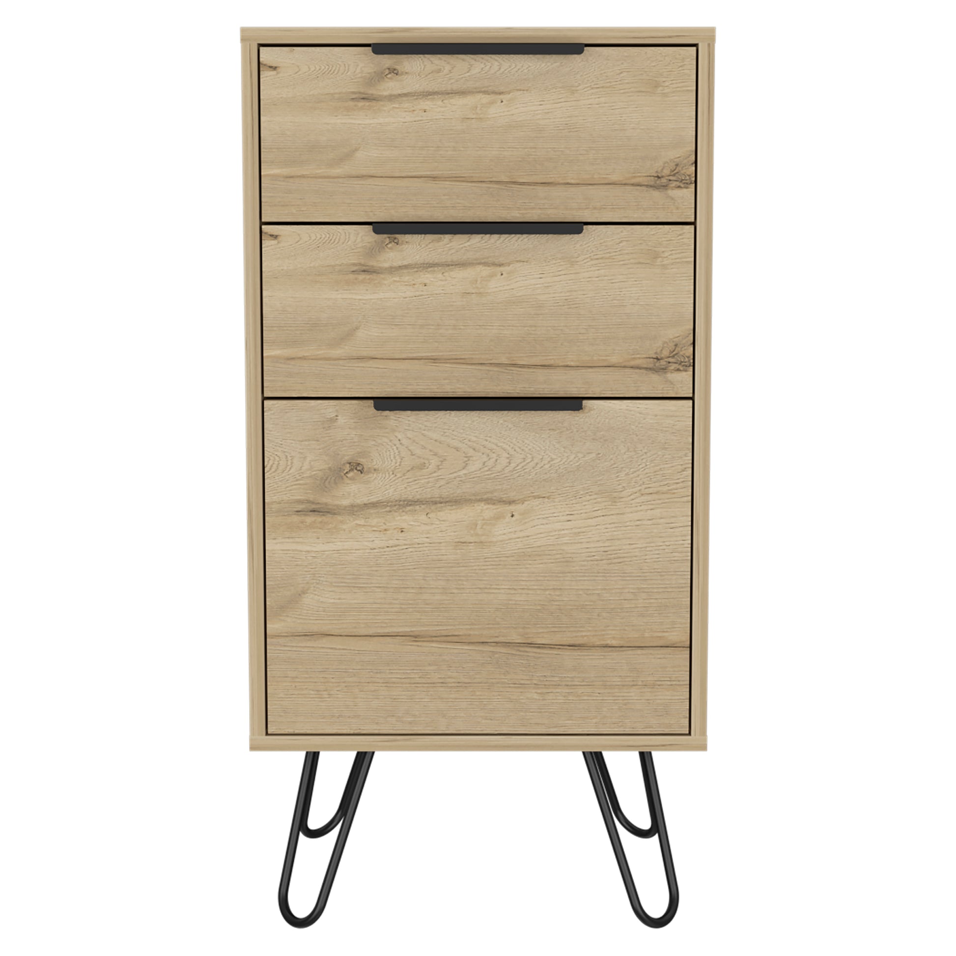 London Dresser, Three Drawers, Superior Top, Hairpin Legs Beige Mdf Engineered Wood