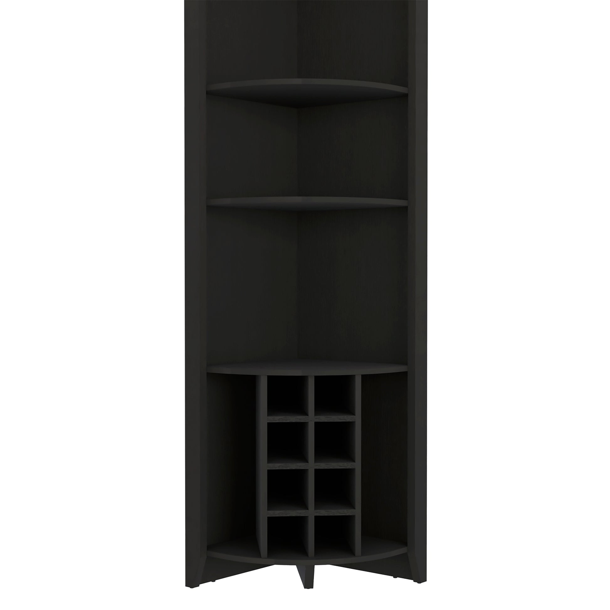 Essential Corner Bar Cabinetthree Shelves, Eight Built In Wine Rack, Two Side Shelves Black Black Dining Room Modern Shelves Included Particle Board