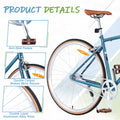 Single Speed Retro Style 700C Road Bike For Men Women'S City Bicycle,Steel Frame Blue Steel