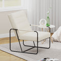 Modern Metal Framed Armchair With Beige Technical Leather,Stylish & Comfortable Indoor Lounge Accent Chair For Living Room, Office,Bedroom Beige Primary Living Space Modern Technical Leather