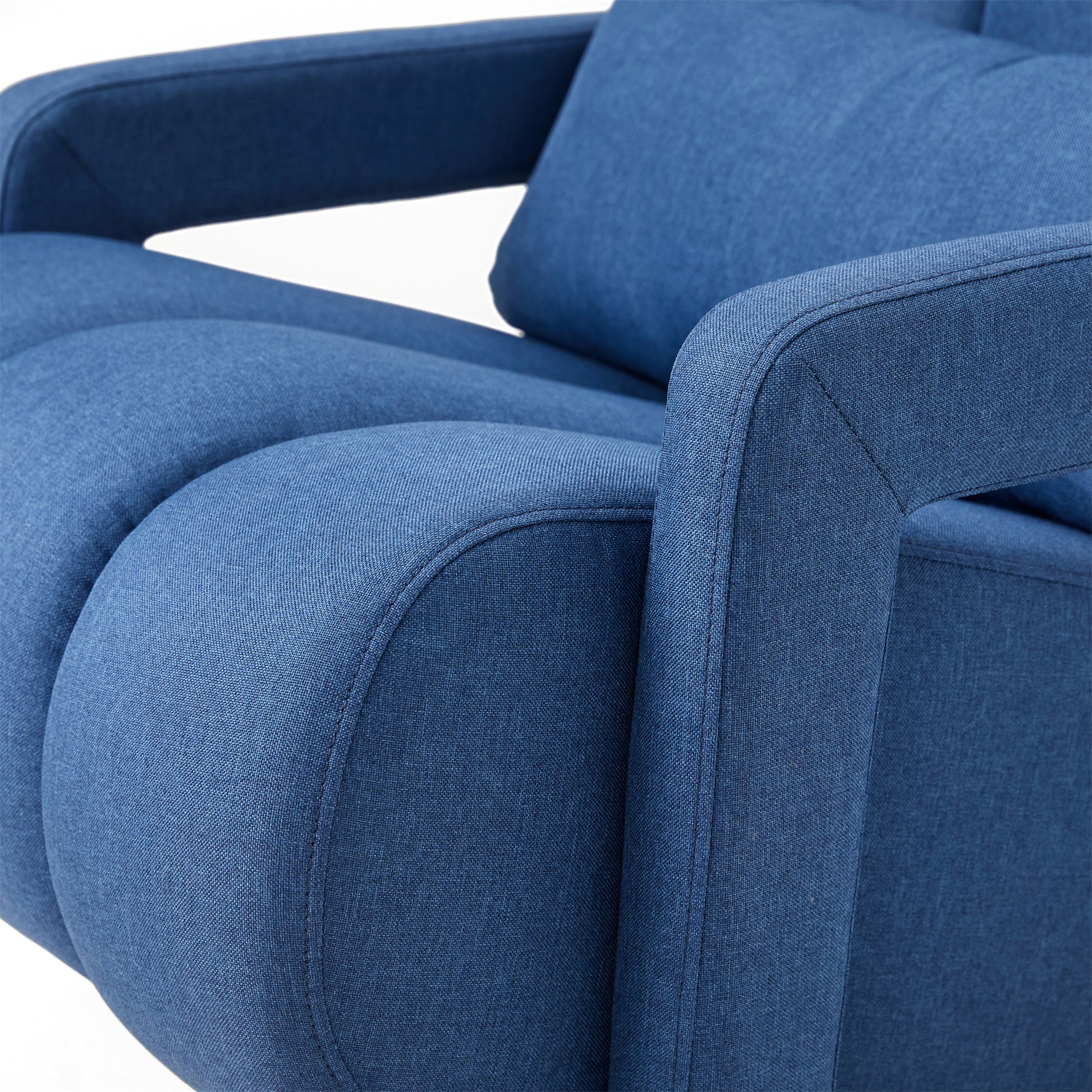 Modern Upholstered Accent Chair, Comfortable Linen Fabric With A Pillow For Living Room,Bedroom. Linen, Navy Blue Navy Blue Primary Living Space Modern Pine Foam Wood Fabric