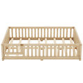 Full Size Bed Floor Bed With Safety Guardrails And Door For Kids, Natural Old Sku: W158090693 Full Natural Pine