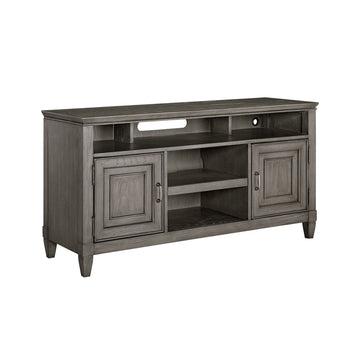 Eva 54 Inch Tv Media Entertainment Center Console, Medium, 2 Door Stone Gray Gray 50 59 Inches Wood