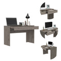 Acre Writing Computer Desk, Two Drawers Grey Computer Desk Office Modern Freestanding Rectangular Drawers Desk Rectangular Particle Board Engineered Wood