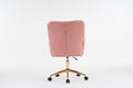 005 Teddy Fabric 360 Swivel Home Office Chair With Gold Metal Base And Universal Wheels,Pink Solid Pink Office Sponge Wipe Clean Modern Office Chairs Tufted Back Foam Swivel Teddy