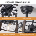 Modern Retro American Industrial Vintage Fan Lamp Dc Motor 110V Remote Control Ceiling Fan Light Black American Design Iron