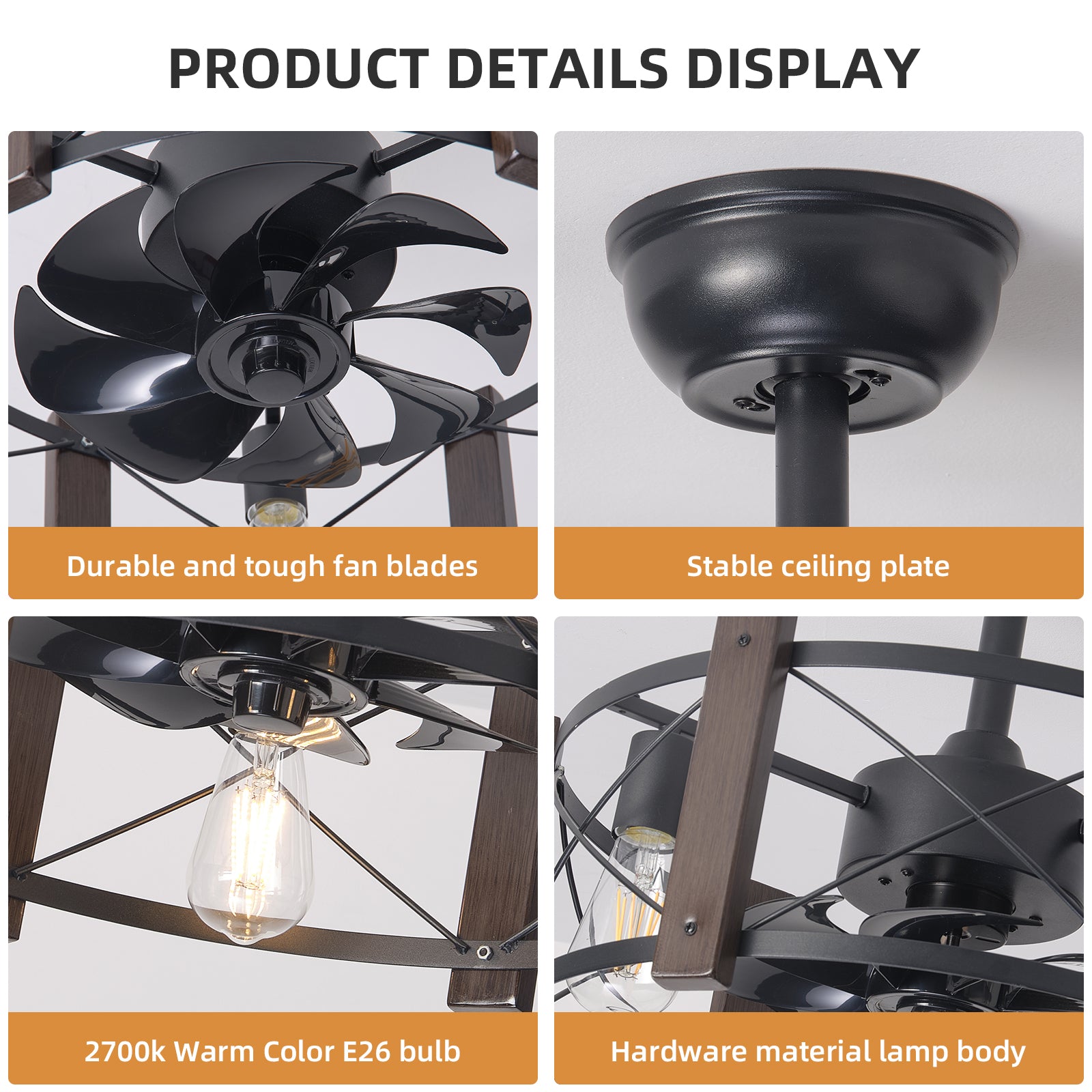 Modern Retro American Industrial Vintage Fan Lamp Dc Motor 110V Remote Control Ceiling Fan Light Black American Design Iron