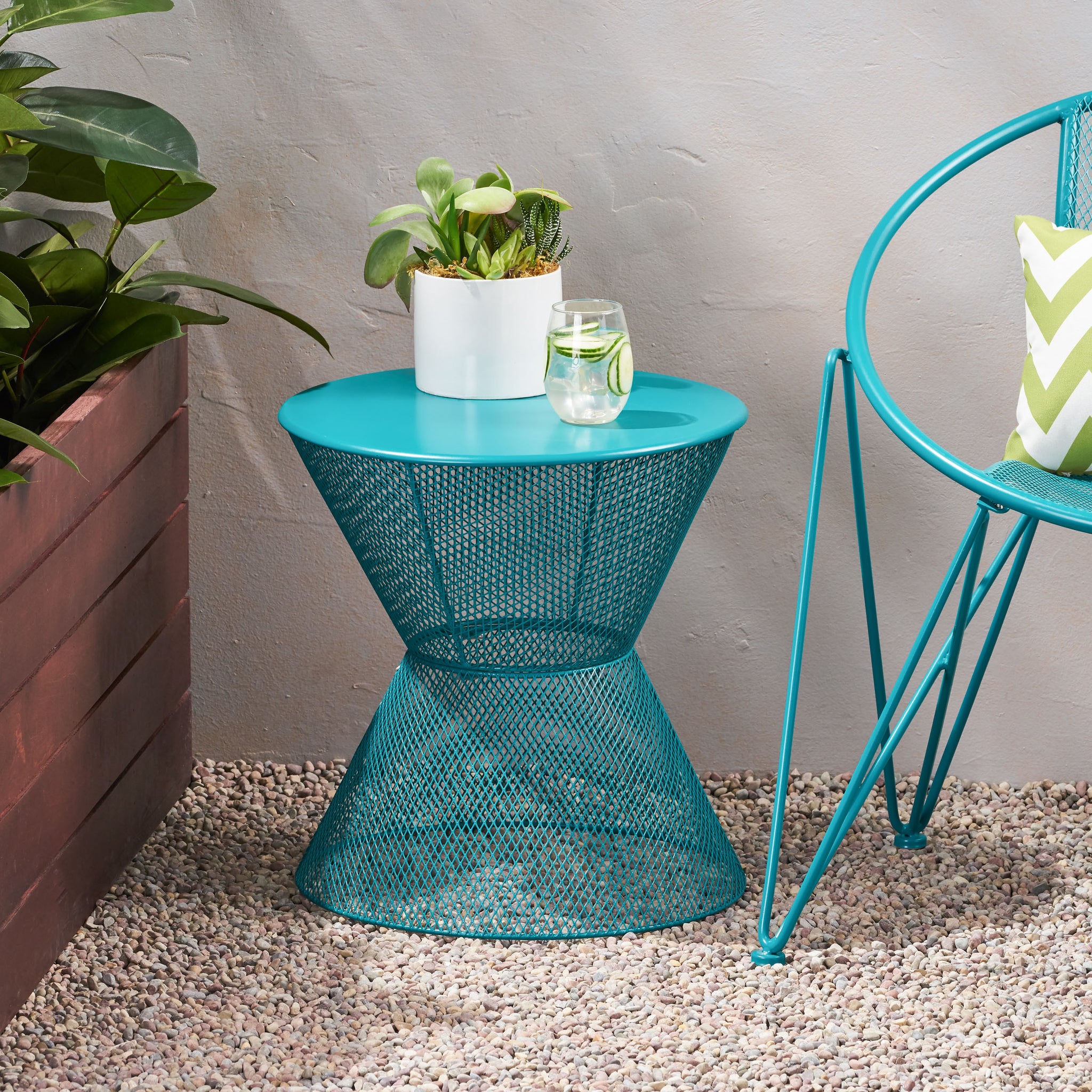 Nevada Side Table Teal Iron