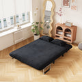Velvet Black 55 Convertible Chair Bed, Tri Fold Sofa Bed With Adjustable Backrest & Pillow, Leisure Chaise Lounge Couch With Sturdy Steel Frame For Home & Office, Comfortable Sleeper Chair Black Velvet Metal Primary Living Space Medium Firm Contemporary