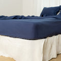 King Fitted Sheet 1 Pc, Bed Sheets King Size, Linen Sheets, Hotel Sheets,& Fade Resistant King Sheets Navy Linen