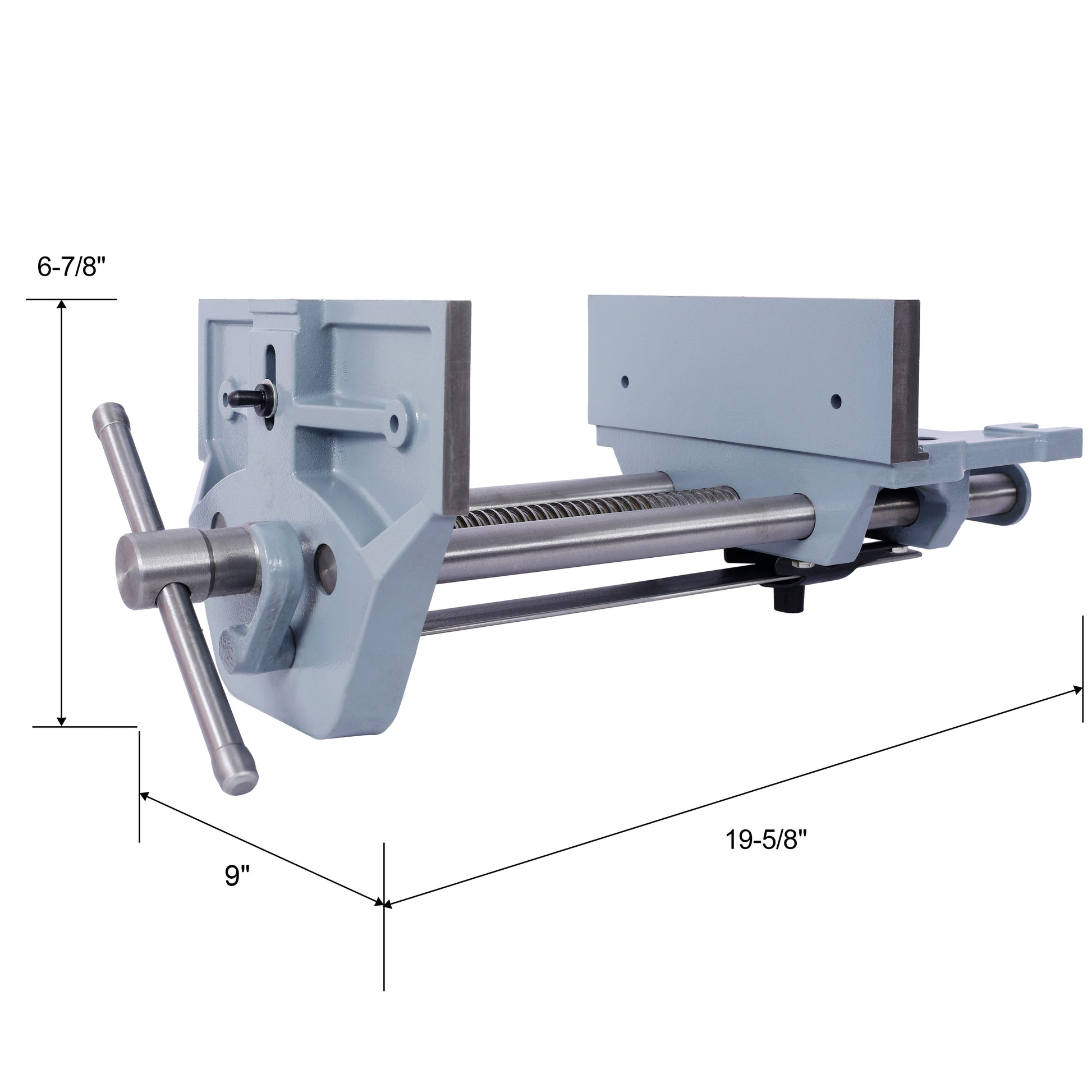 Rapid Action Woodworking Vise Quick Release Lever For Quick Adjustments 9 Inch Jaw Width Made With Heavy Duty Cast Iron ,Gray Gray Steel