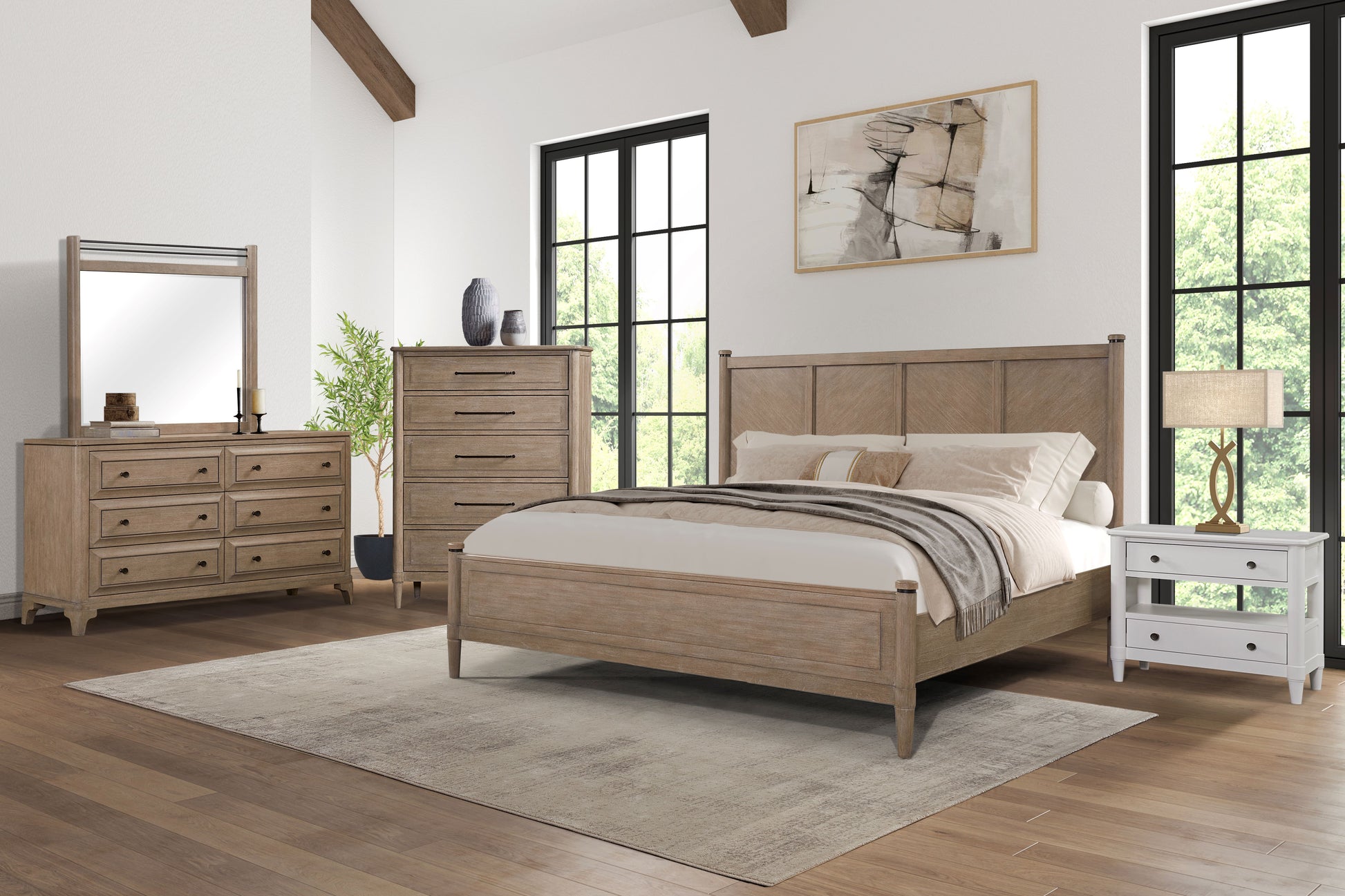 Queen Lo Post Bed In Sand Finish Queen Sand Solid Wood Mdf