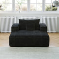 55 Inch Chenille Sponge Sofa Lounge Chair,No Assembly Required,Fluffy Modern Sleeper Chair For Indoor Living Room Bedroom Black Foam Chenille 1 Seat