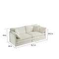 4 Piece Upholstered Sectional Sofa, 1 Piece Of 2 Seater Sofa And 2 Piece Of Ottomans2 Seater Loveseat Lounge With Ottomanswhite Chenille White Chenille 2 Seat