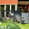 Outdoor Steel Firewood Rack And Metal Storage Shed,Two In One,Black Black Metal