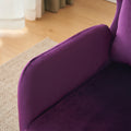 Wing Back Velvet Accent Chair, Modern Living Room Armchair Comfy Upholstered Single Sofa Chair For Bedroom Dorms Reading Reception Room With Metal Legs & Pillow, Purple Purple Velvet