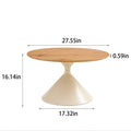 Set Of 2 Coffee Round Tables With A Wulnut Wooden Look Top And White Steel Base Milk White Primary Living Space Antique Freestanding Round Laminated Coffee & End Tables Round Metal