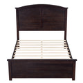 Farmhouse Wooden Platform Full Size Bed With Curl Design Headboard And Footboard For Teenager, Espresso Full Espresso Pine