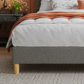 Queen Size, Cotton Linen Fabric, Mesh Mounted Bed, Stable, Easy To Assemble, Dark Grey Queen Dark Gray Mdf Acacia