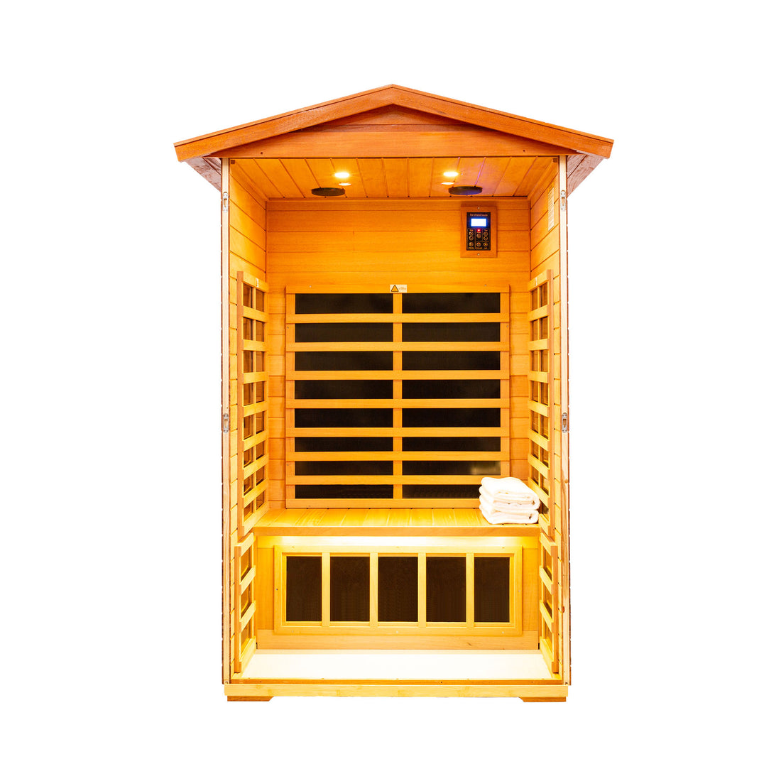 Two Person Outdoor Kaya Wood Far Infrared Sauna Room Natural Wood Metal & Wood