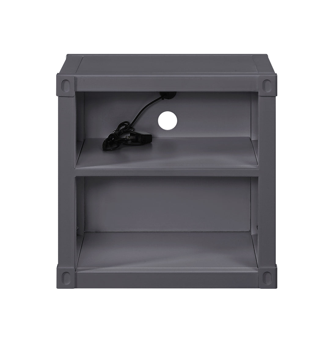 Gunmetal Nightstand With Open Shelf Gunmetal Bedroom Rectangle Contemporary,Industrial Shelf Metal