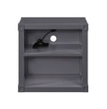 Gunmetal Nightstand With Open Shelf Gunmetal Bedroom Rectangle Contemporary,Industrial Shelf Metal