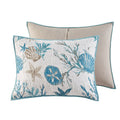 6 Piece Cotton Sateen Quilt Set With Throw Pillows Aqua King Cal King King Aqua Cotton