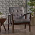 Club Chair, Mid Century Modern Microfiber Club Chair With Wood Frame Slate Microfiber