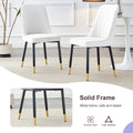 Table And Chair Set.Modern Extendable Mdf Dining Table.The Table Has A Telescopic Design, Suitable For Gatherings Of Different Size.Paired With 4 Chairs With Pu Cushions And Black Metal Legs. White Black Seats 4 Mdf Metal