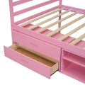 Full Size Wood Platform Bed With Removable Storage Shelves, Built In Two Storage Drawers For Added Convenience, Pink Full Pink Wood