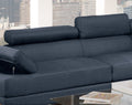 Dark Blue Color Sectional Living Room Furniture Linen Like Fabric Adjustable Headrest Right Facing Chaise & Left Facing Sofa Dark Blue Linen Primary Living Space Classic,Contemporary,Modern L Shaped Pine Pillow Top Arms Metal 5 Seat