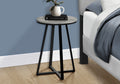 Accent Table, Side, Round, End, Nightstand, Lamp, Living Room, Bedroom, Grey Laminate, Black Metal, Contemporary, Modern Grey Metal