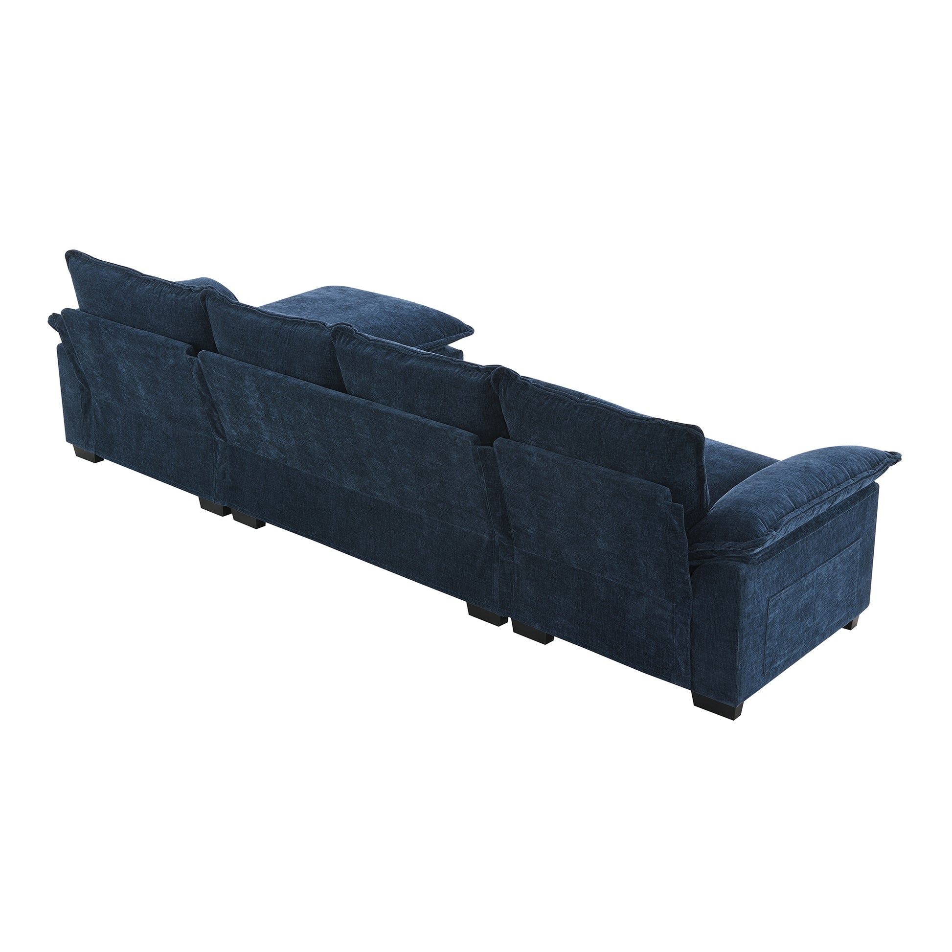 Video 118" Modern Chenille Sectional Sofa With Double Cushions,Storage Pockets,5 Seat Upholstered Indoor Furniture,L Shaped Comfy Cloud Couch With Reversible Chaise For Living Room,Apartment,3