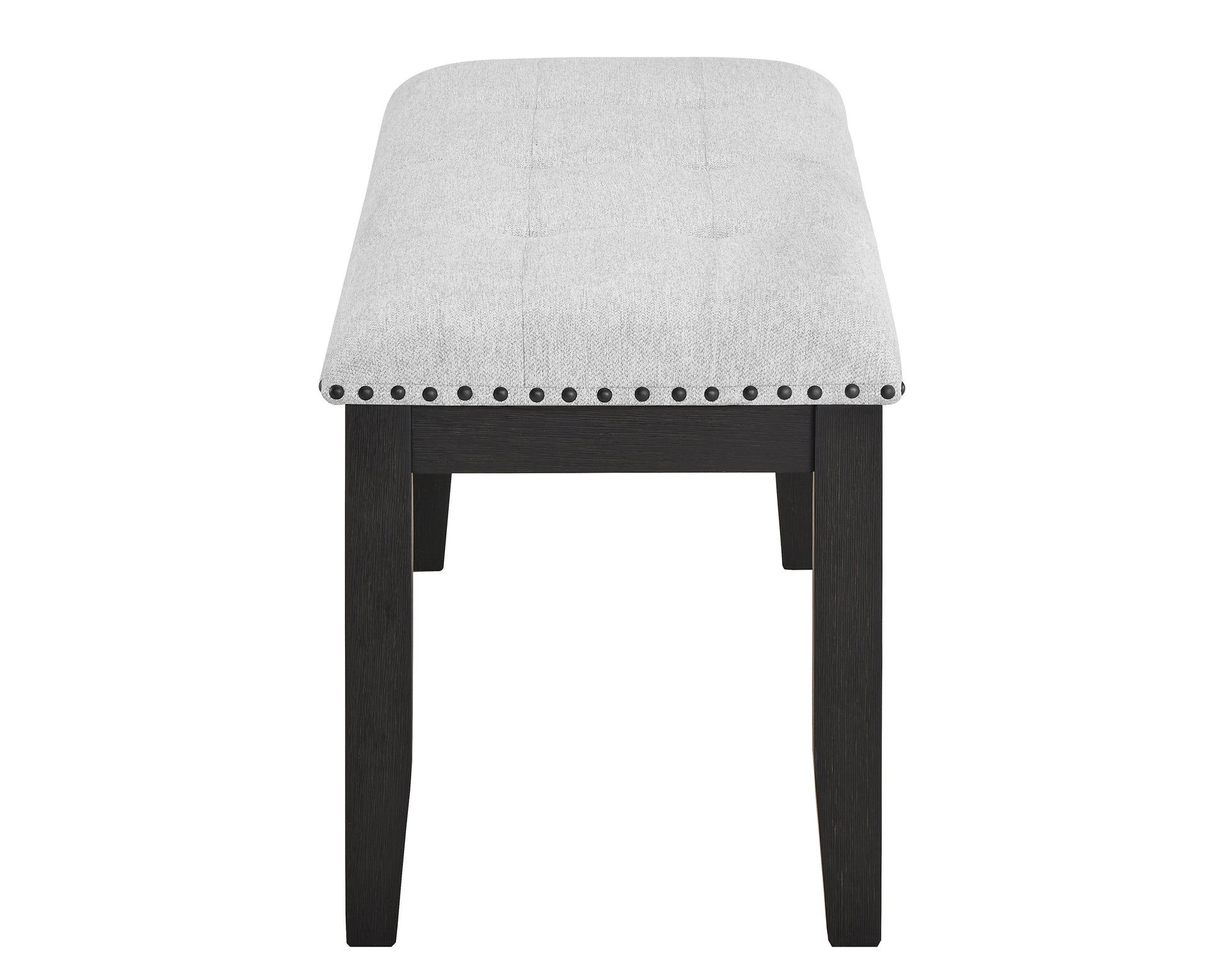 1Pc Transitional Upholstered Dining Bench Light Gray Upholstery Black Finish Legs Tufted Seat Dining Room Bedroom Living Room Furniture Gray Rectangular Grey Contemporary,Traditional,Transitional Wood