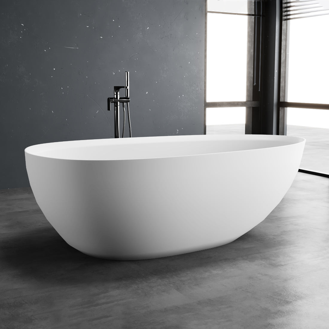 1800Mm Solid Surface Stone Soaking Tub Bathroom Freestanding Bathtub For Adult White Solid Surface