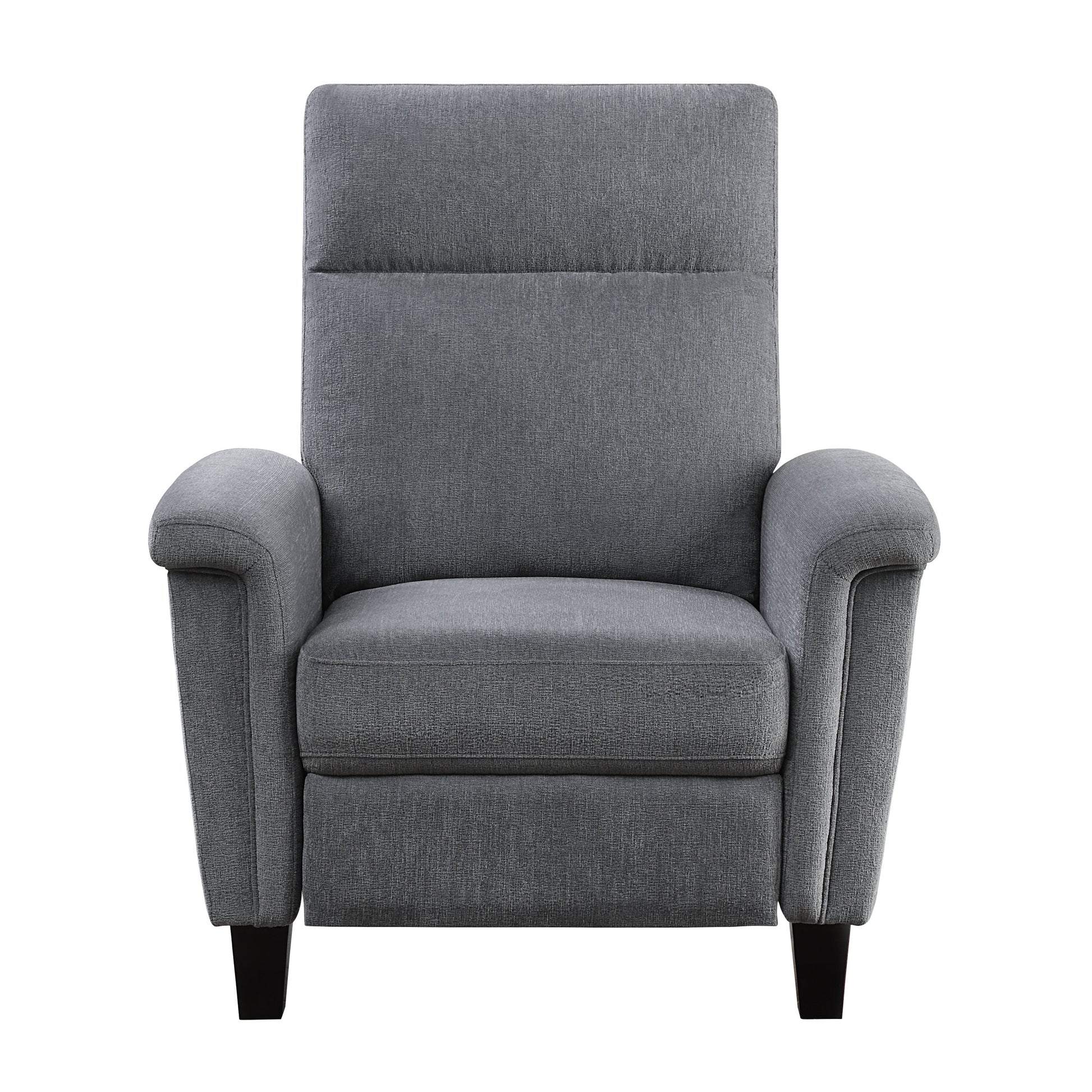 1Pc Push Back Reclining Chair Plush Pillowtop Arms Gray Chenille Fabric Upholstery Solid Wood Modern Living Room Furniture Gray Chenille Wood Primary Living Space Modern Pillow Top Arms Solid Wood