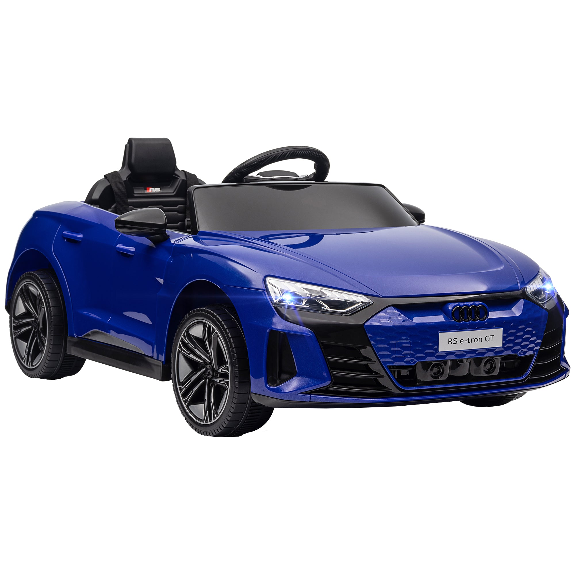 Aosom Kids Ride On Car, 12V Licensed Audi Rs E Tron Gt 3.1 Mph Electric Car For Kids, Ride On Toy For Boys And Girls With Remote Control, 4 Wheels With Suspension, Horn, Music, Lights, Dark Blue Blue Plastic