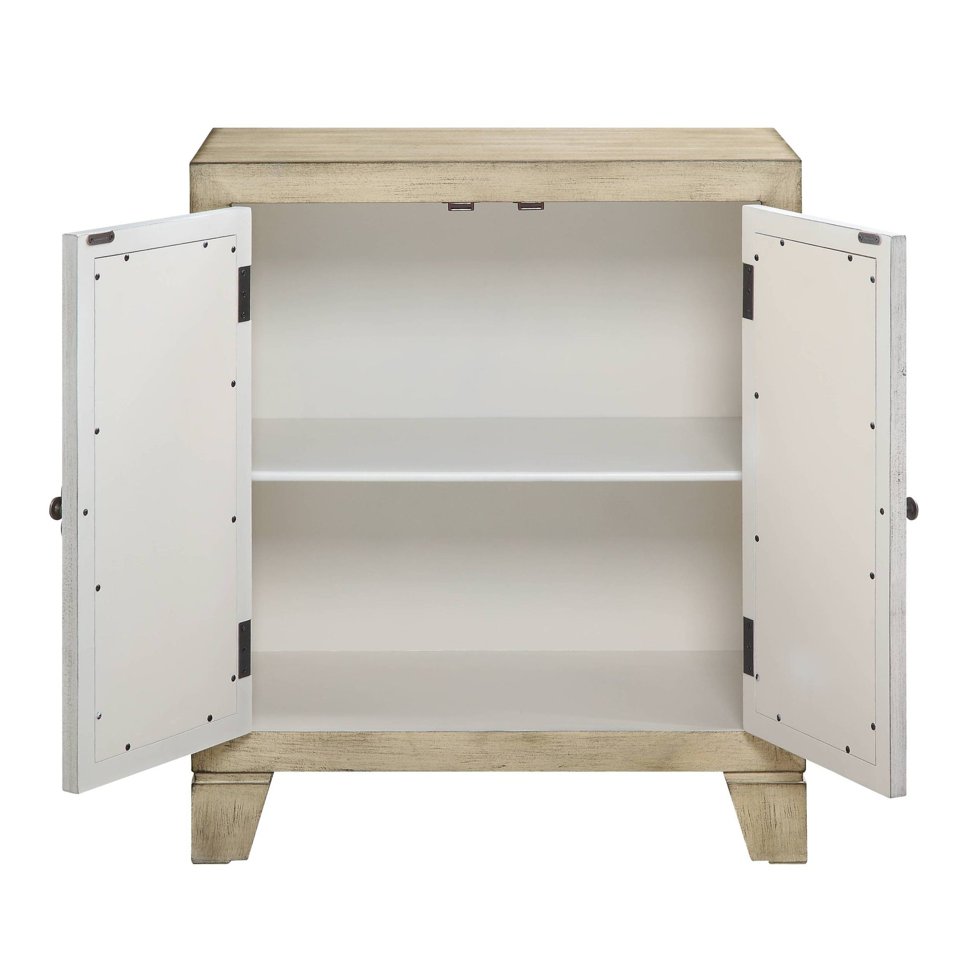 Antique White Console Table With Mirrored Doors Antique White Primary Living Space Rubberwood Rectangular Wood Glass