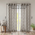 Fretwork Print Grommet Top Window Curtain Panel Only 1 Pc Panel Grey White Polyester