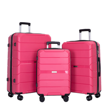 Hardshell Suitcase Spinner Wheels Pp Luggage Sets Lightweight Durable Suitcase With Tsa Lock,3 Piece Set 20 24 28 ,Rose Rose Polypropylene