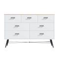 7 Drawer Dresser For Bedroom With Deep Drawers, Wood Dressers & Chest Of Drawers, Modern White Long Dressers For Closet Living Room, 47.2