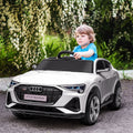 Aosom 12V Kids Electric Ride On Car, Audi E Tron, Battery Powered Toy With Parent Remote Control, Suspension System, Auxiliary Wheels, Led Lights, Music And Horn, Mp3 Player, White White Iron Plastic