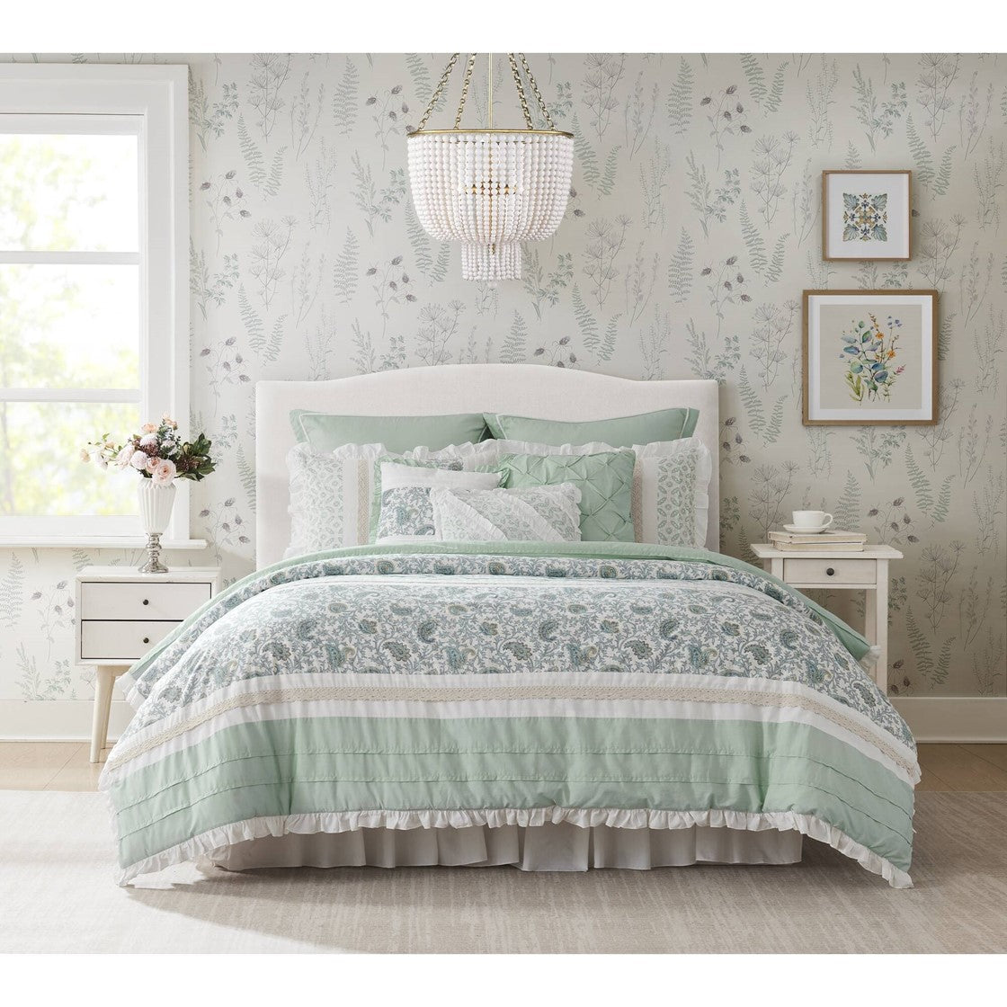 9 Piece Cotton Percale Comforter Set Aqua King King Aqua Polyester