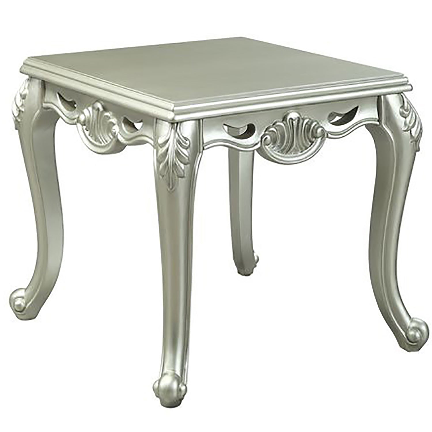 Champagne End Table With Metal Leg Champagne Primary Living Space Traditional Rubberwood Square Wood
