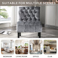 Coolmore Modern Velvet Armless Accent Living Room Chair Leisure Chair,Upholstered Fabric Button Comfortable Chair With Wooden Legs For Bedroom, Living Room, Office Silver Velvet Silver Foam Velvet