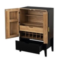 Lockers,Side Cabinets,Wine Bar Cabinet,Liquor Storage Credenza,Sideboard With Wine Racks & Stemware Holder,Wine Glass Holder,Metal Handle, Placed In Family Bars,Hallways,Living Rooms,Color:Black Brown 5 Or More Spaces Black Brown Primary Living Space