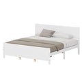 Wood Platform Bed Frame With Headboard, Mattress Foundation With Wood Slat Support, No Box Spring Needed, King Size, White Box Spring Not Required King White Wood Solid Wood Mdf