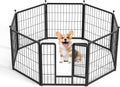 Dog Playpen 24 Inch 8 Panels, Heavy Duty Metal Pet Playpen Indoor Outdoor For Camping, Yard, Rv, Garden Fence, Privacy Patio, Black Black Metal