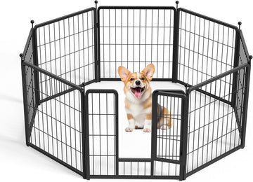 Dog Playpen 24 Inch 8 Panels, Heavy Duty Metal Pet Playpen Indoor Outdoor For Camping, Yard, Rv, Garden Fence, Privacy Patio, Black Black Metal
